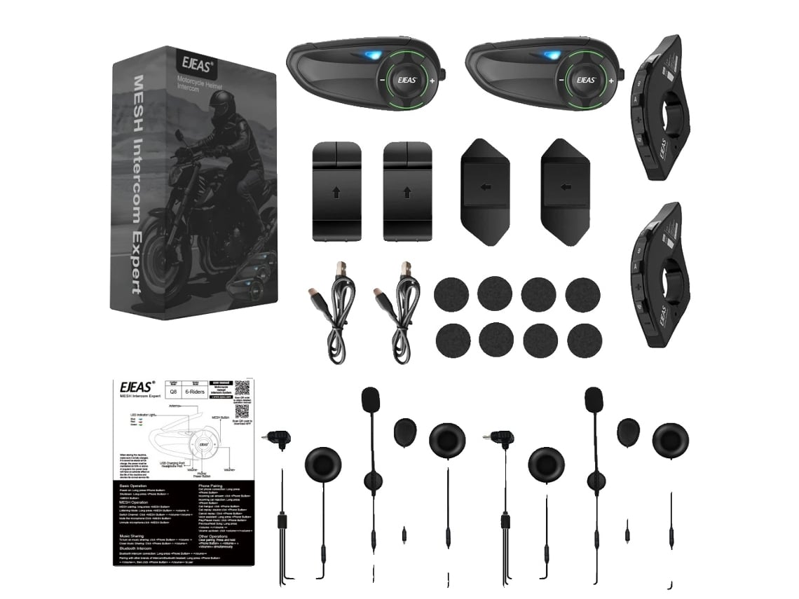 Fone De Ouvido Com Capacete, Conectividade Bluetooth, Design À Prova D'água, 2pcs Q8 E 2pcs Euc