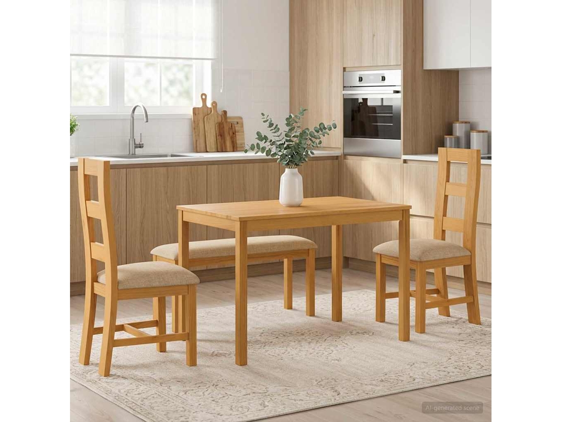 Vidaxl Conjunto De Sala De Jantar 4 Unid. Bege