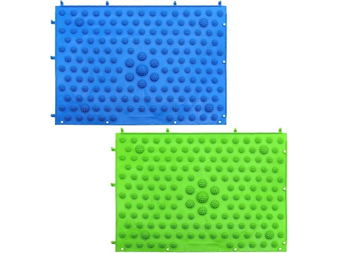 Tapete De Acupressão Para Os Pés (2 Peças) - Azul E Verde - Reflexologia Plantar - Massagem Nos Pés