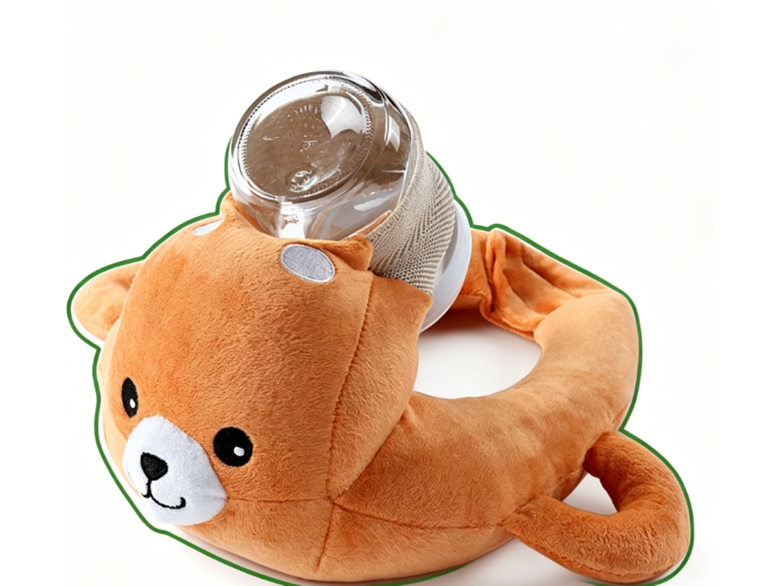 Suporte para Mamadeira, Mãos livres e Fixo, Apoio para Amamentação, Design de Desenho Animado, Marrom .CZHHMART