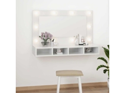 Vidaxl Armário Espelhado Com Led 90x31,5x62 Cm Branco Brilhante
