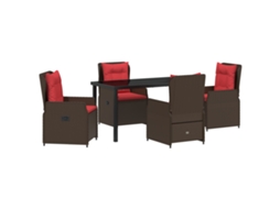 Conjunto 5 De Jantar Em Jardim Vidaxl Marrom Vime Pe