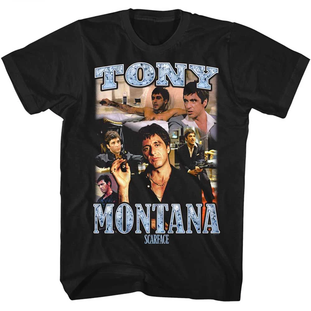 Unisex Adult T-shirt Rockinstone Scarface Movie Collage Black Sizes