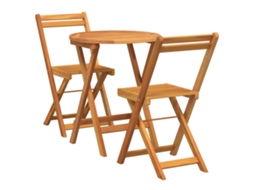Conjunto 3 Conjunto De Jantar Para Jardim Vidaxl Castanho Madeira De Acácia Maciça (60 X 60 X 72 Cm)