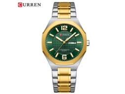 Relógio MDUG de Quartzo, À Prova D'água, Pulseira de Aço, Calendário, Octogonal, Verde