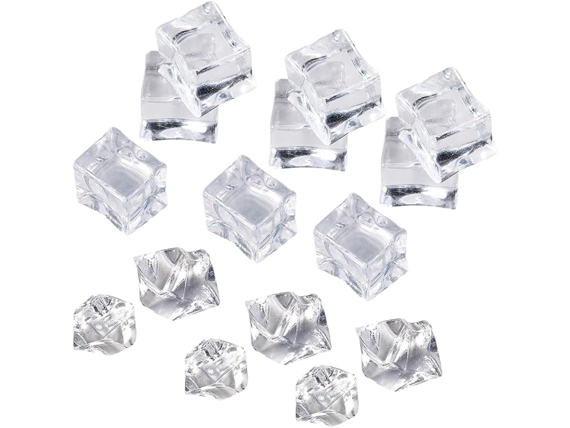 200 Cubos de Gelo Decorativos Reutilizáveis em Acrílico Branco Transparente SFUSHOS