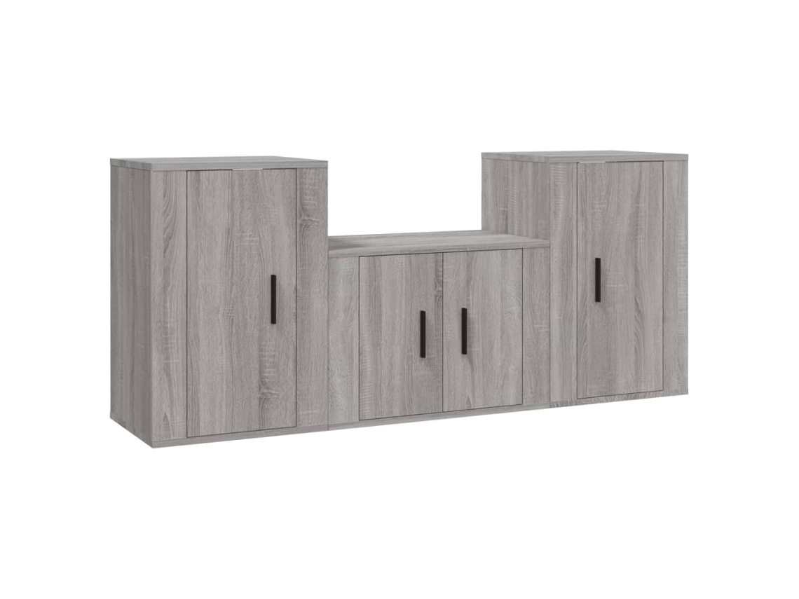 Tv Cabinet Set, Tv Cabinet Sets Vidaxl Cinzeto Madeira Processada (n/a)