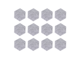 Conjunto de 12 painéis acústicos hexagonais absorção de som 14x12x7cm cinza claro S/MARCA