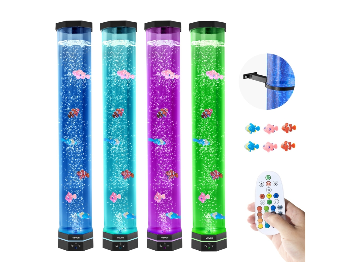 Lâmpada Sensorial De Bolhas 80 Cm 6 Peixes Flutuantes 16 Efeitos De Cor Vevor