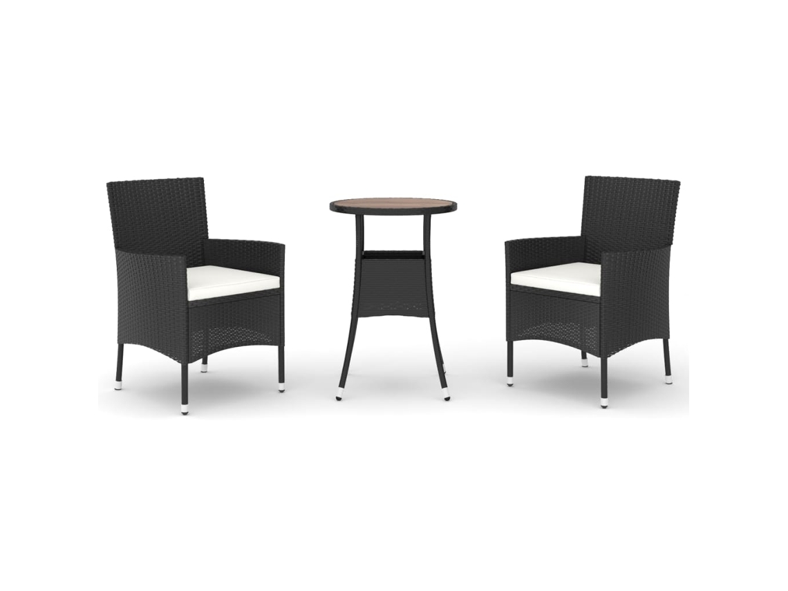 Maison Exclusive - 3 Pcs Conjunto Bistrô De Jardim C/ Almofadões Vime Pe Preto