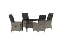 Conjunto 5 De Jantar De Jardim Com Almofadas Vidaxl Cinza Rattan Poliéster
