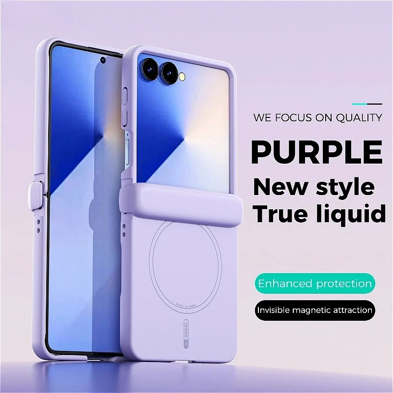(roxo, Galaxy Z Flip 7) Capa De Celular Em Silicone Líquido, Compatível Com Magsafe, Resistente A Impactos E Impressões Digitais.