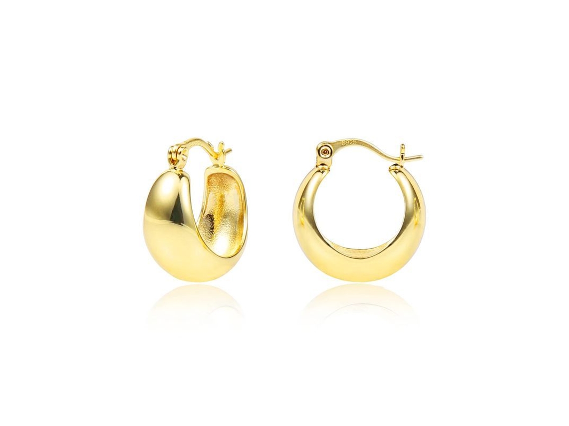 2026-aros De Oro Gruesos Pequeños Bañados En Oro 14k Para Mujeres Niñas Con Taco De Plata Esterlina Hipoalergénico