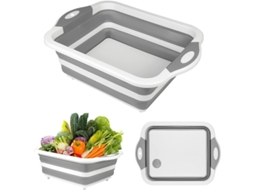 2026 bandeja Plegable Lavavajillas Y Tabla de Cortar Con Tapón de Drenaje, Lavabo Portátil para Camping, Frutas Y Verduras Blanco