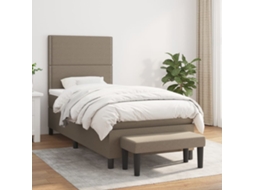 Vidaxl Cama Com Molas/colchão 90x190 Cm Tecido Castanho-acinzentado