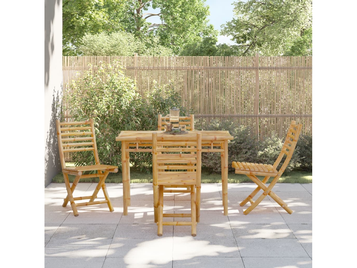 Vidaxl Conjunto De 4 Cadeiras Dobráveis De Bambu, 43x54x88 Cm.