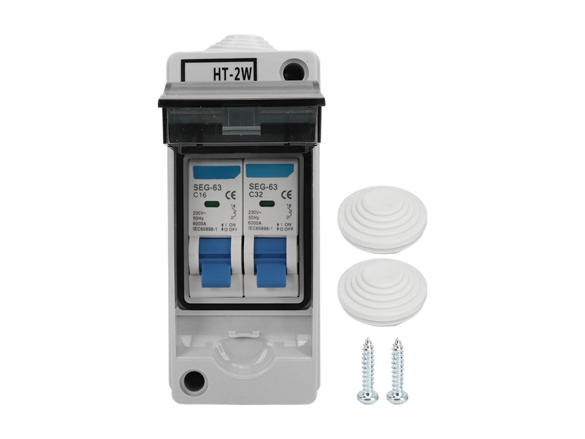 Hkj interruptor de Circuito Miniatura 2p Tipo C Exterior Impermeable Con Caja C16 C32 Protección Contra Sobrecarga