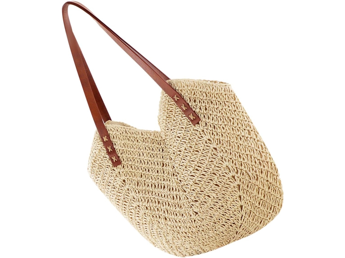 Bolsa De Palha Leve E Trançada À Mão Para Mulheres, Bolsa De Ombro De Verão Ideal Para Praia E Festas.