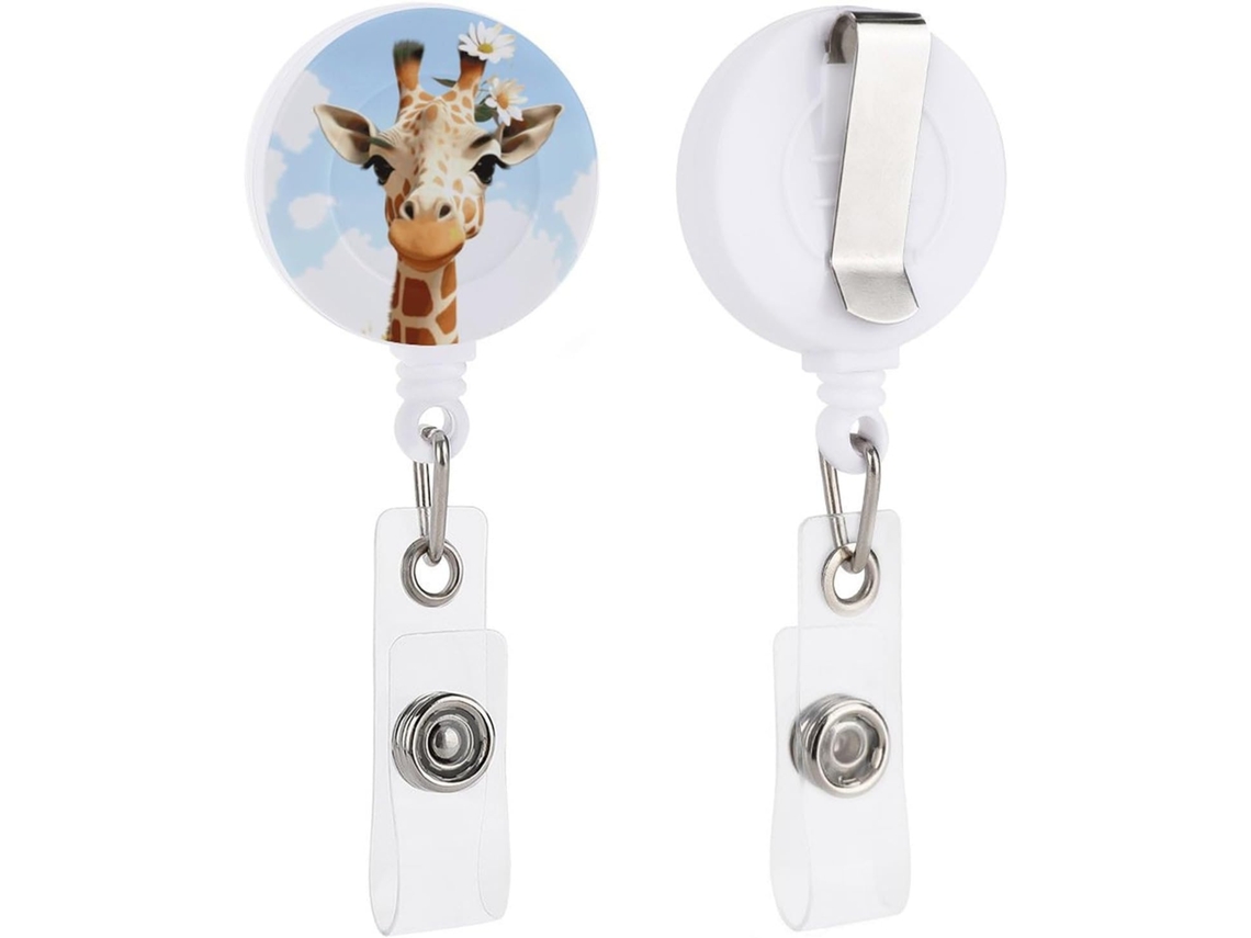 Porta Crachá Retrátil em Formato Girafa, Suporte para Crachá de Enfermagem Divertido, Com Clipe, Fofo Chaveiro, Porta