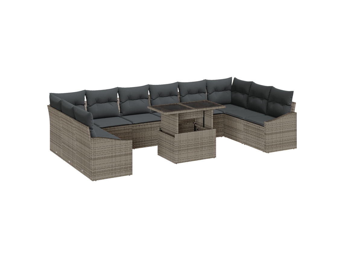 Conjunto 11 Móveis De Jardim Vidaxl Cinzento Vime Pe (100 X 55 X 73 Cm)