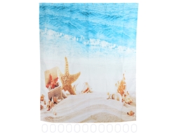 Cortina de Chuveiro Impermeável com Paisagem de Praia, 180x180cm | S/MARCA