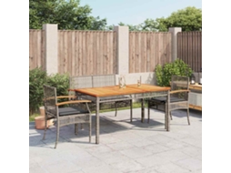 Vidaxl 4 Pcs Conjunto De Jantar P/ Jardim C/ Almofadões Vime Pe Cinza
