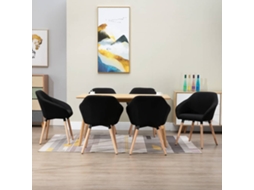 Vidaxl Cadeiras De Jantar 6 Pcs Tecido Preto