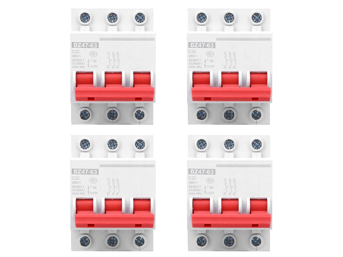 4 Peças Interruptor de Circuito Miniatura DZ47 63 3p 32a AC400v | S/MARCA