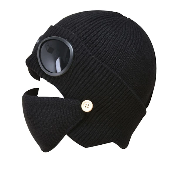 Gorro de Malha com Óculos e Máscara, Variante Preta BRILVIBERA