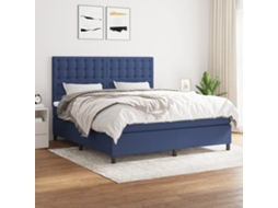Vidaxl Cama Com Molas/colchão 160x200 Cm Tecido Azul