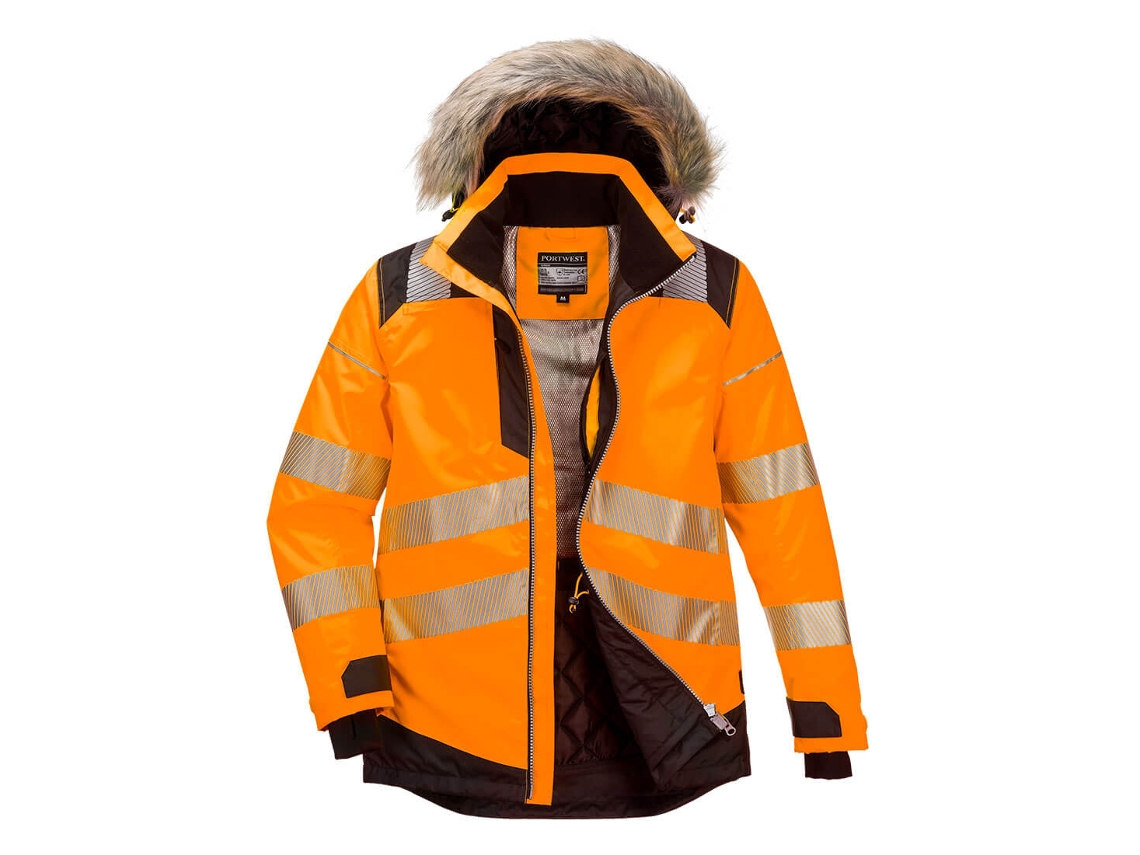 Parka De Inverno De Alta Visibilidade Pw3 / Laranja Preto / M Portwest