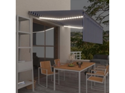 Vidaxl Toldo Retrátil Manual Com Estore/led 4x3 M Azul E Branco