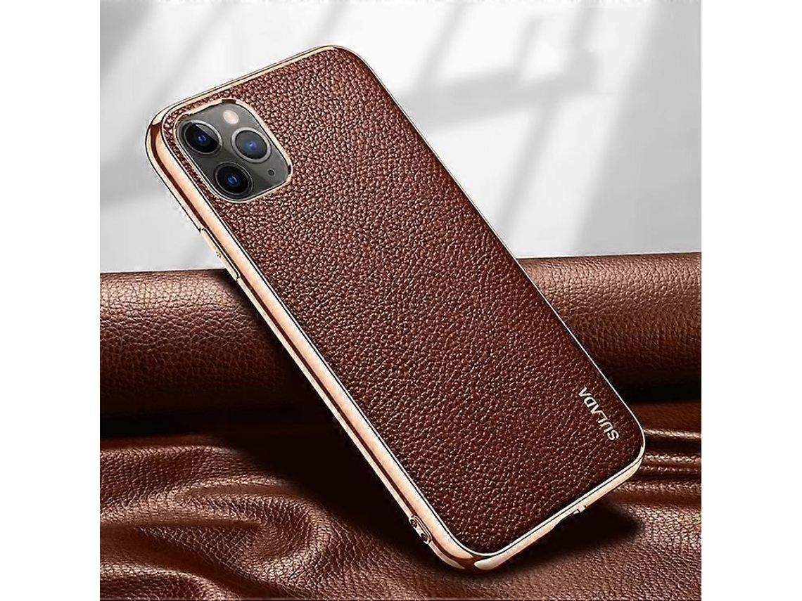 Lurelia Capa Iphone 11 Pro Max Couro Antichoque Textura Lichia Castanho