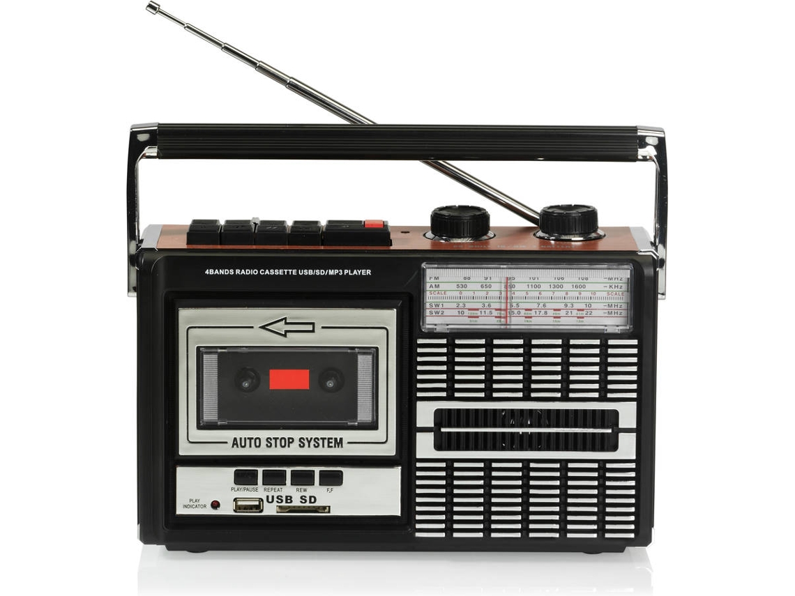 Rádio Gravador  RICATECH PR85 (Preto - Analógico - FM/AM/SW1/SW2 - Pilhas e Corrente)