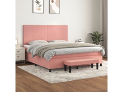 Vidaxl Cama Com Molas/colchão 180x200 Cm Veludo Rosa