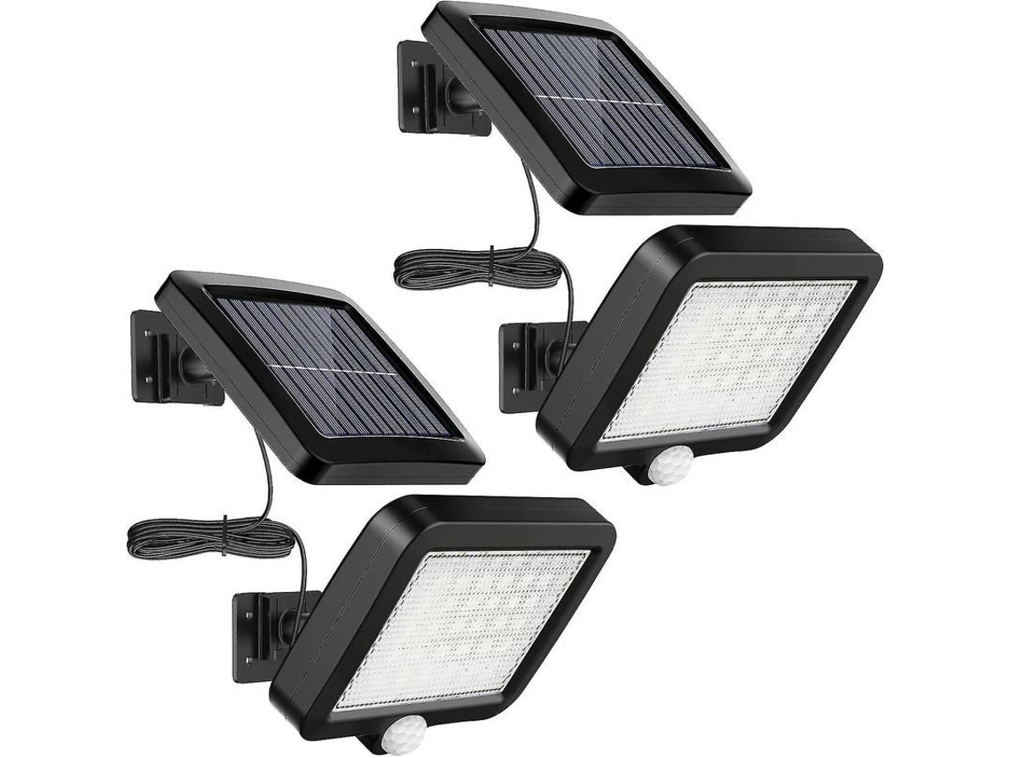 2 Pacotes De Luzes Solares Externas Led Com Sensor De Movimento, Ip65, 120 Iluminação, 56 Leds, Classe Energética A++