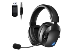 Fone de ouvido com fio para jogos USB + microfone com cancelamento de ruído Bluetooth 5.3 de 2,4 GHz