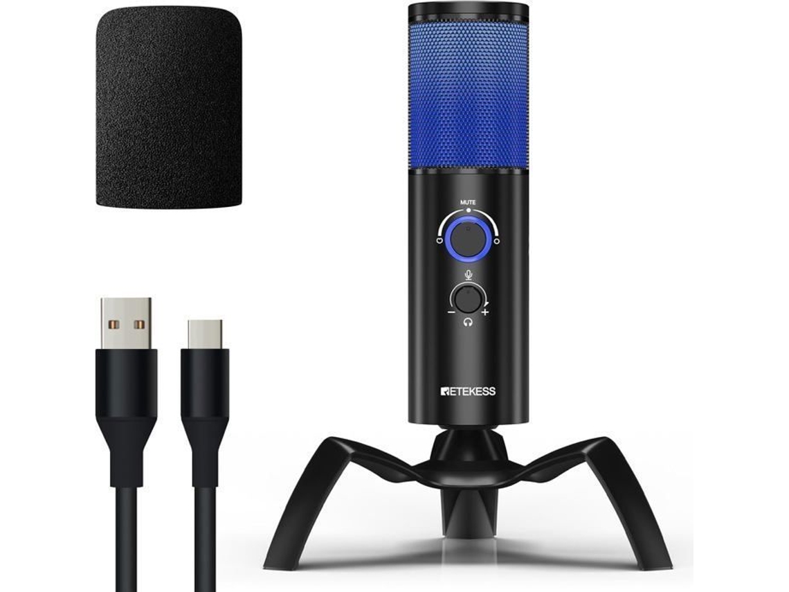 Micro Podcast TG101, Micro Gaming, relação sinal-ruído de 96 dB, 7 luzes RGB, Micro USB, compatível com computadores, PS4 Retekess