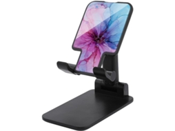 Suporte Dobrável E Ajustável Para Celular, Ideal Para Mesa, Com Estampa Floral Abstrata Em Tons De Rosa E Azul Claro
