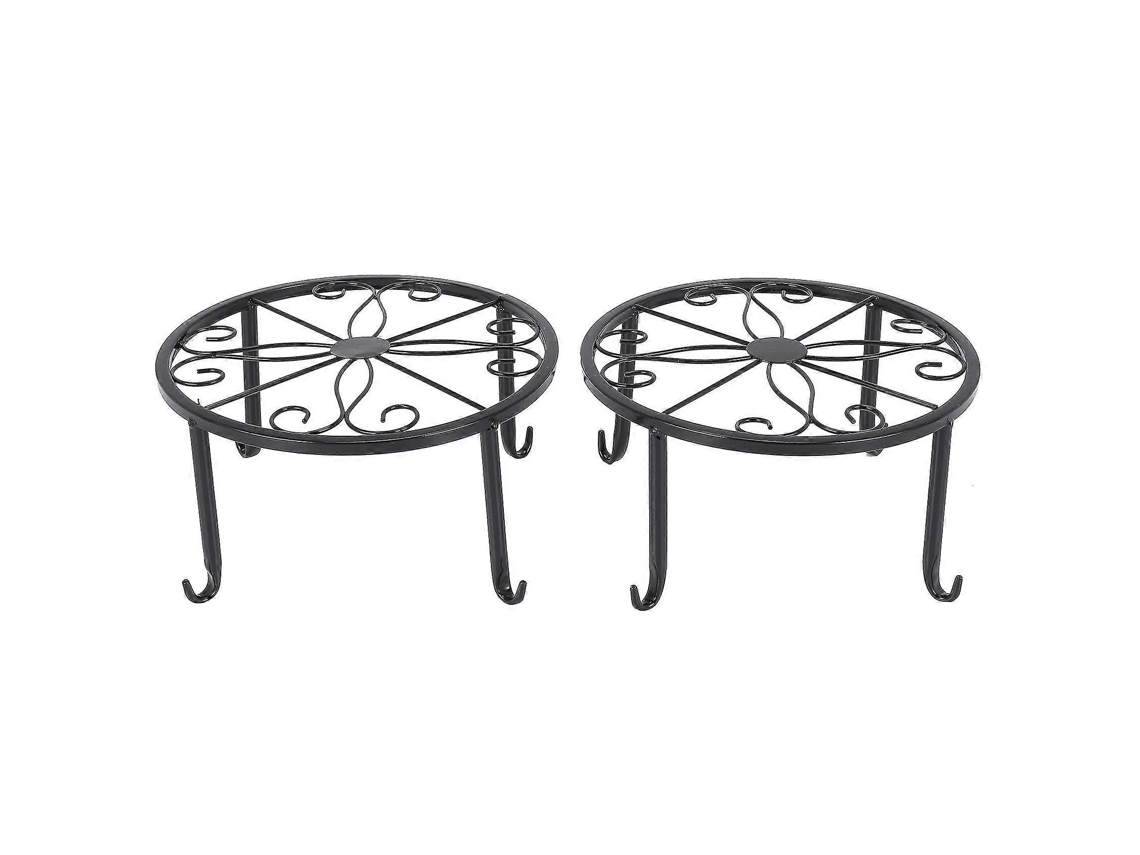 Suporte Para Vasos De Plantas De 12 Polegadas, Conjunto De 2, Em Ferro Sólido, Acabamento Preto Para Uso Interno E Externo