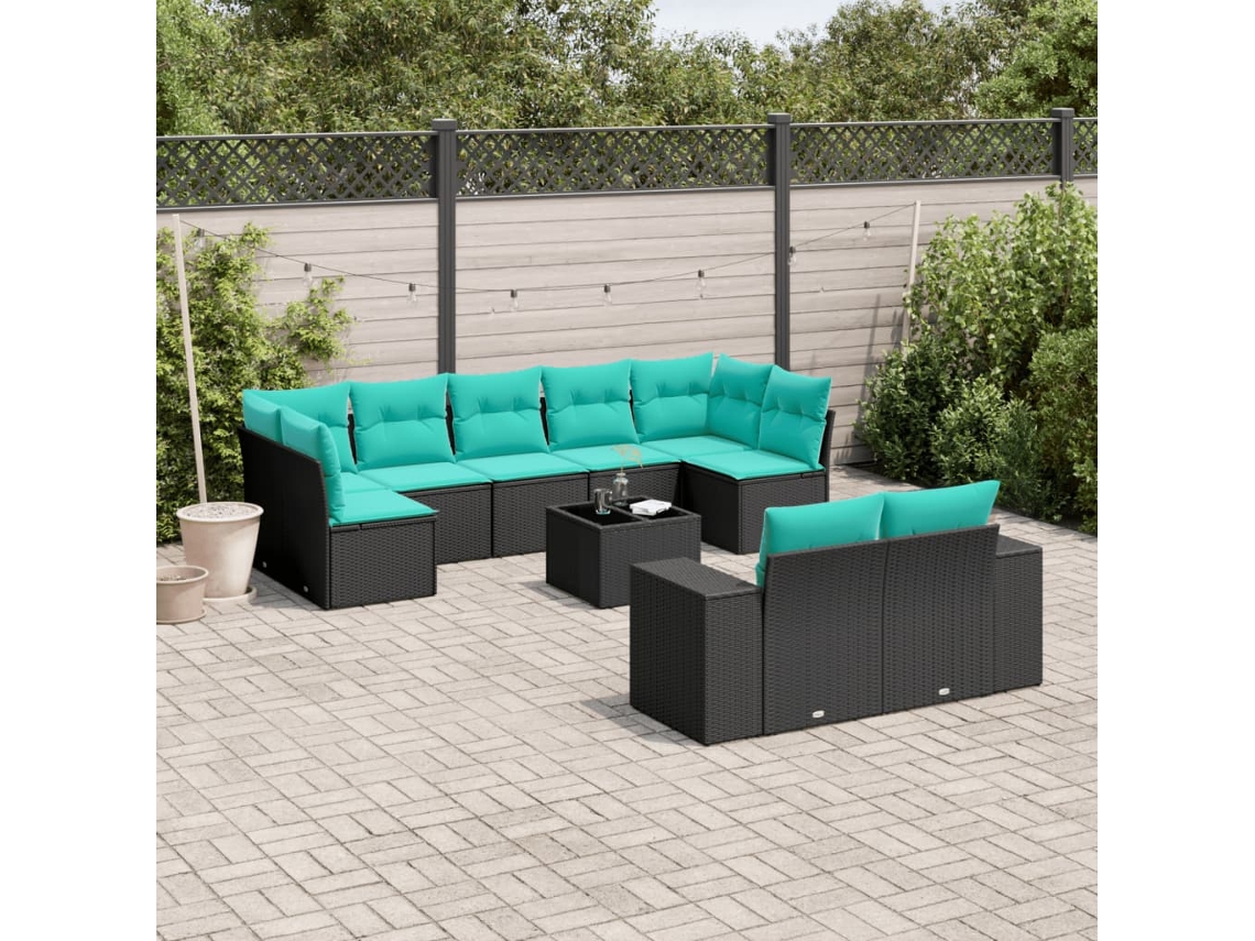 Conjunto de Sofá de Jardim com 12 Peças e Almofadas em Rattan Sintético Cinza VIDAXL