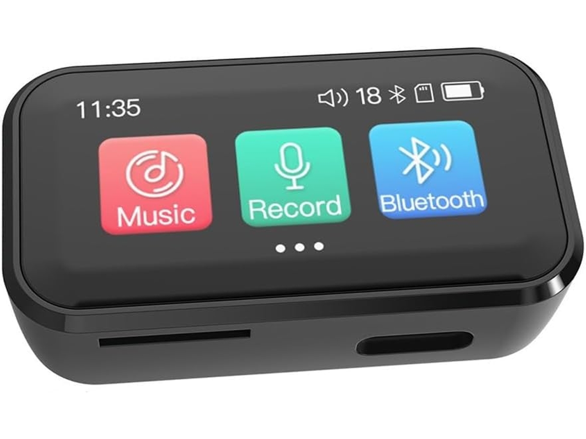 MP4 32GB MP3 Player Bluetooth 32GB E-book, Gravador FM Sports Touch Mini Music Radio, Áudio de Voz