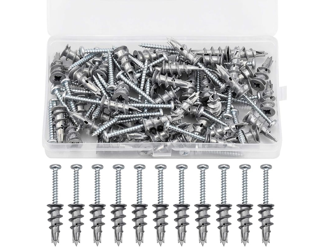 Conjunto De Parafusos De Expansão Em Liga De Zinco, 100 Peças 50 Parafusos E 50 Pinos - Auto-perfurante De Metal