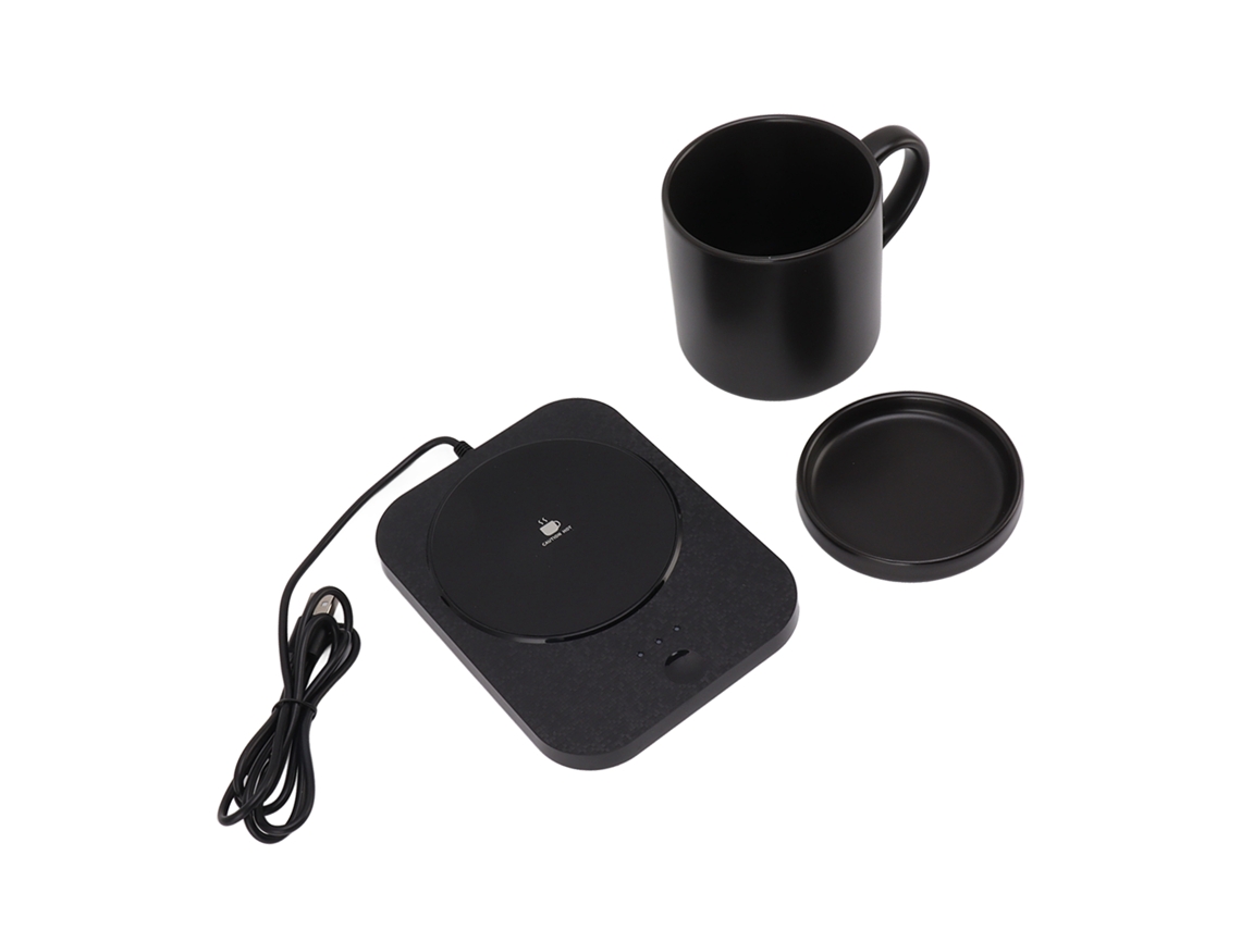 Caneca Aquecedora Eléctrica com 55°c, Usb, para Café, Chá Ou Outras Bebidas no Secretária, Preto LAXISCREED