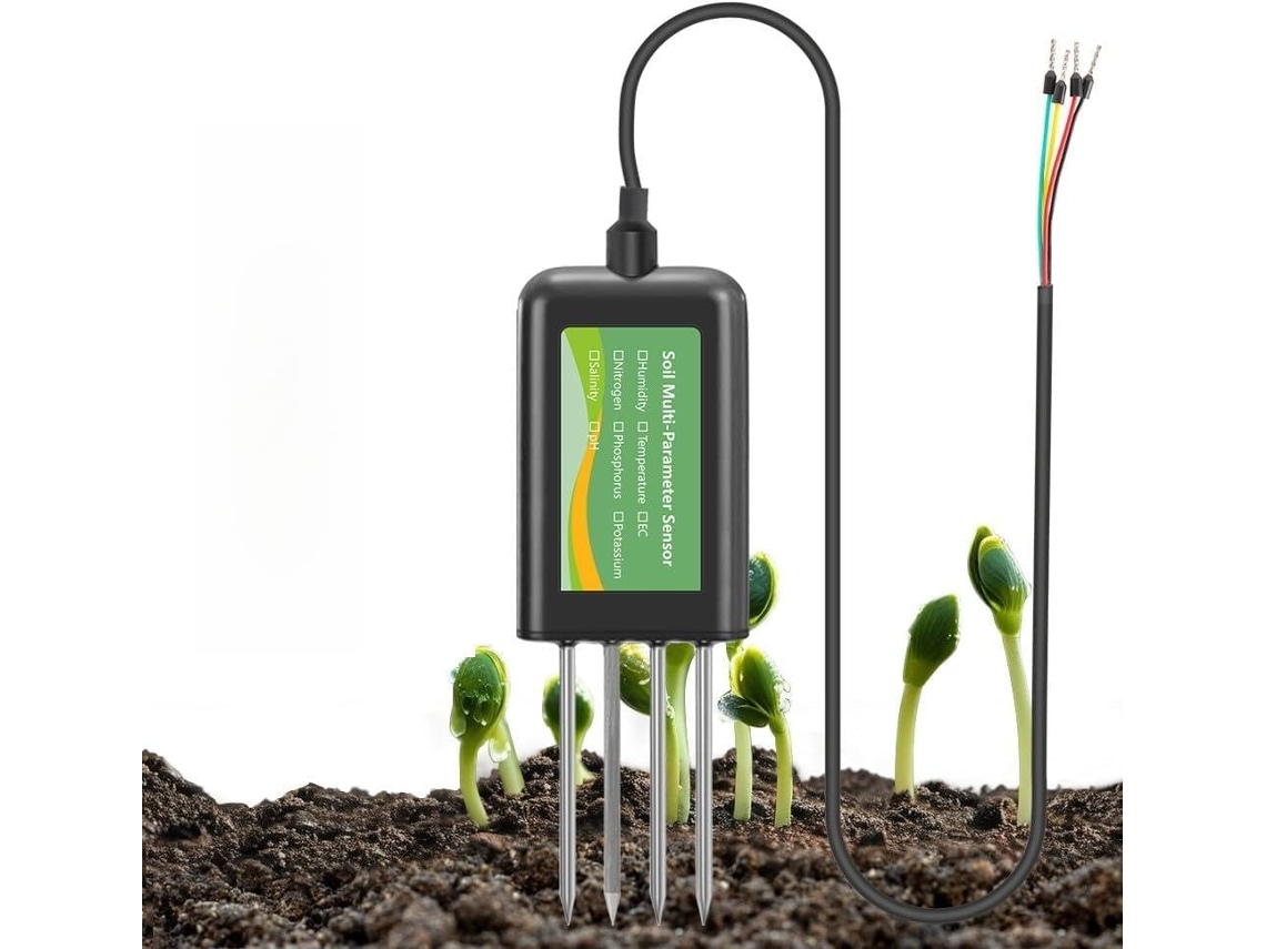 Sensor De Solo Rs485, Medidor Npk, Ph, Umidade, Temperatura E Salinidade, Sonda Aço Inoxidável 316l Ip68 Para