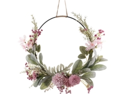 Guirlanda de Flores Artificiais com Moldura de Metal, Guirlanda Floral para Porta, Guirlanda de Parede, Decoração para Páscoa Rosa AQUAFORGE
