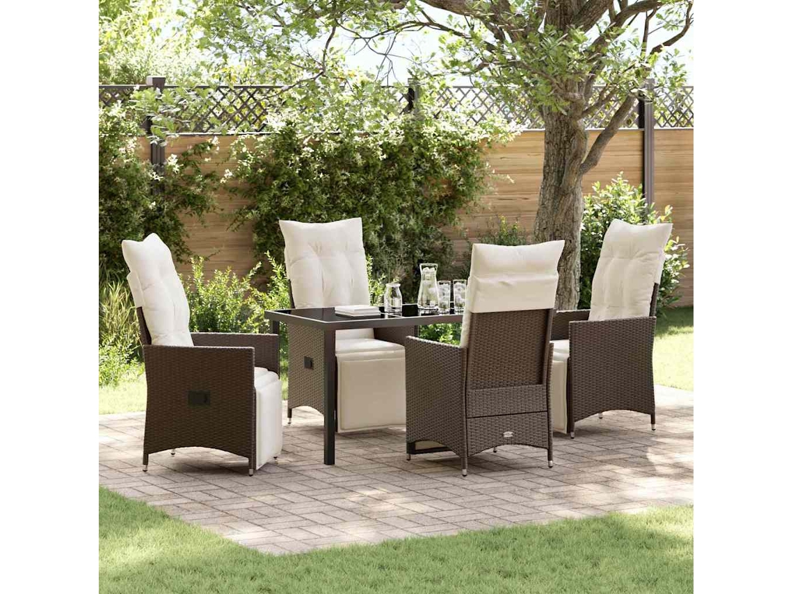 Vidaxl Conjunto De Jantar Para Jardim 5 Unid. Castanho Vime Pe