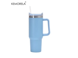 (azul) Garrafa De Água Térmica De Aço Inoxidável De 1200ml, Com Capa Protetora E Canudo.