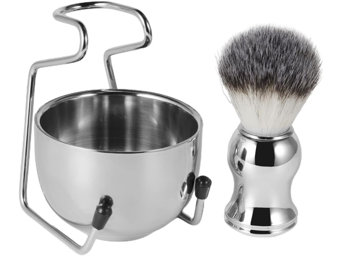 Kit De Pincel De Barbear Masculino Confortável Em Aço Inoxidável