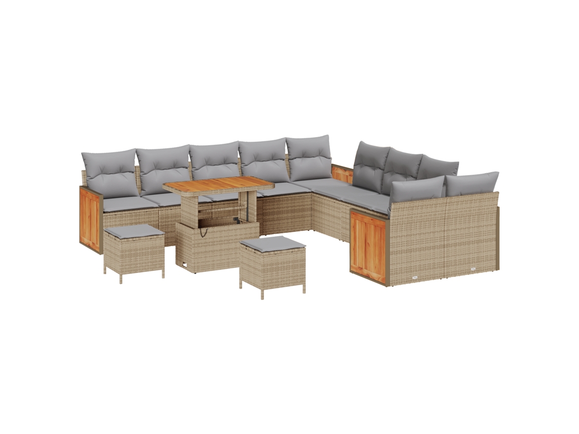 Conjunto 17 Móveis De Jardim Vidaxl Bege Vime Pe (289 X 283 X 85 Cm)